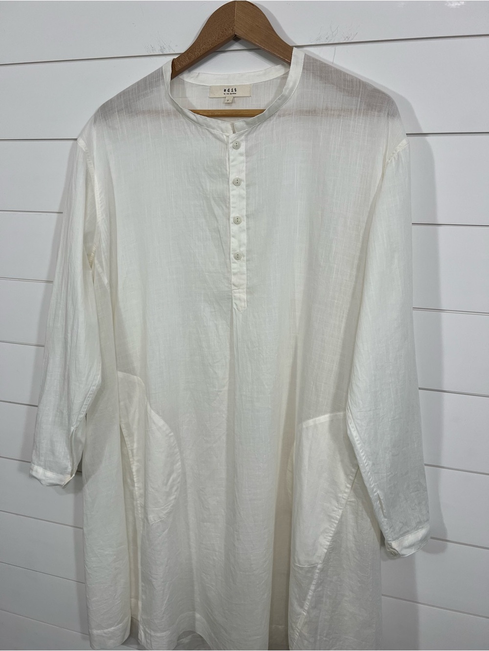 Lee Mathews Edit 100% Linen Oversized Tunic Dress Off White Minimalist XL